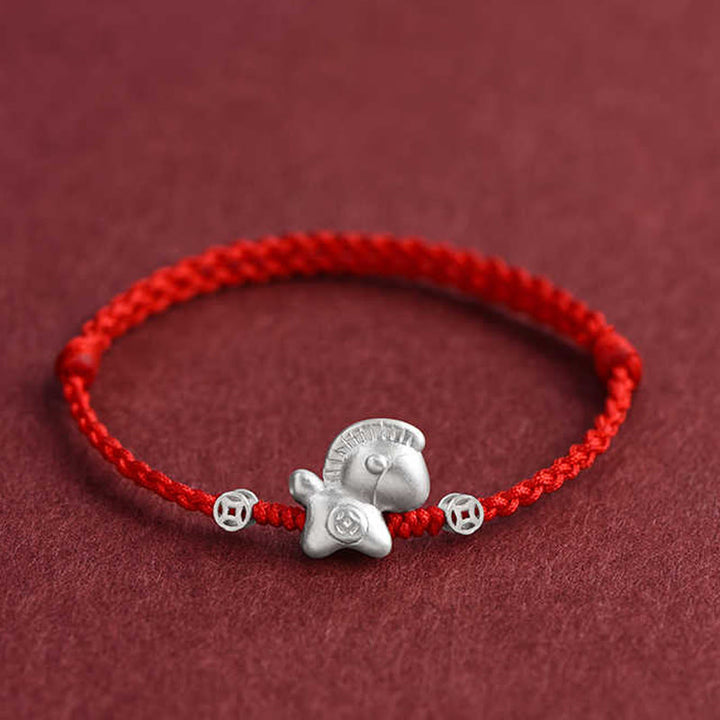 Buddha Stones馬年 999 スターリングシルバー 銅貨 幸運のロープ 編み込みブレスレット アンクレット - image 10
