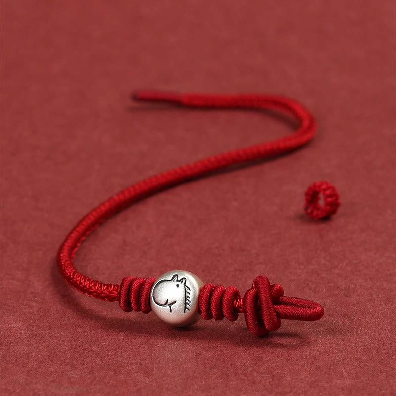 Buddha Stones馬年 999 スターリングシルバー赤紐編み込み コネクションブレスレット - image 4