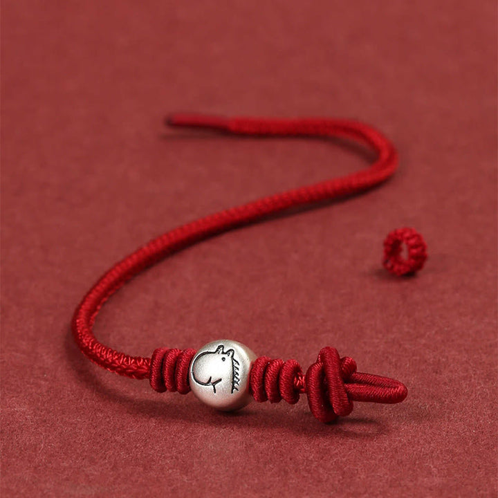 Buddha Stones馬年 999 スターリングシルバー赤紐編み込み コネクションブレスレット - image 4