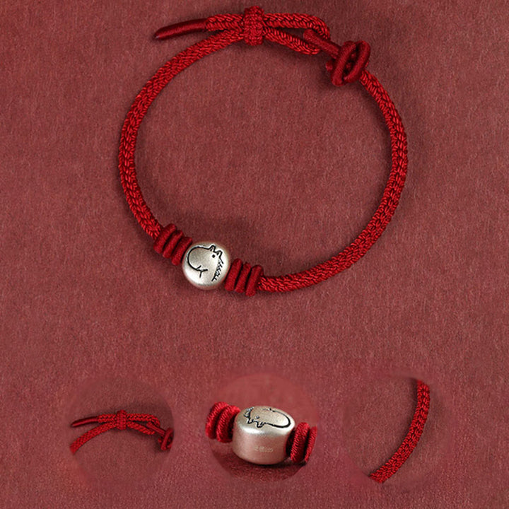 Buddha Stones馬年 999 スターリングシルバー赤紐編み込み コネクションブレスレット - image 13