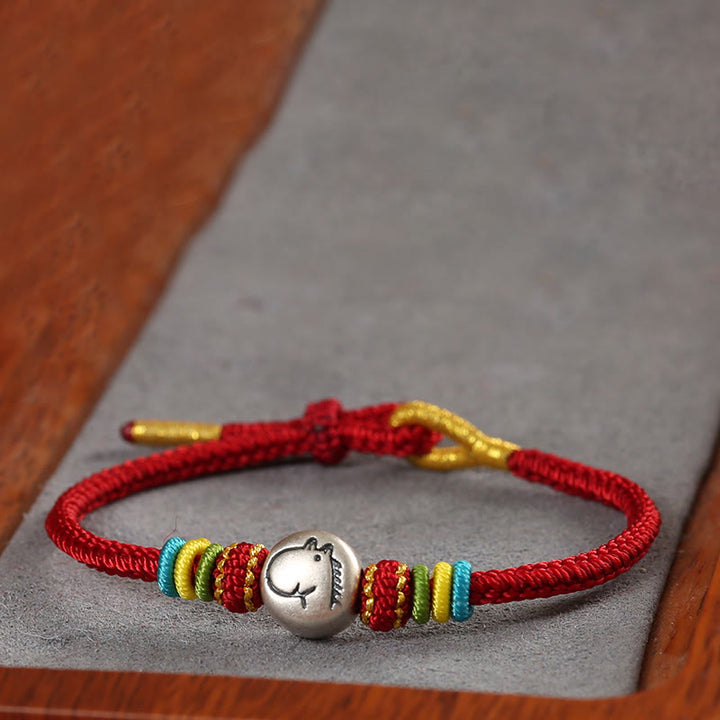 Buddha Stones馬年 999 スターリングシルバー赤紐編み込み 信仰のブレスレット - image 2