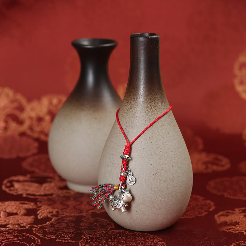 Buddha Stones馬年 999スターリングシルバー 幸運の銅貨 携帯電話用吊り下げ装飾 - image 3