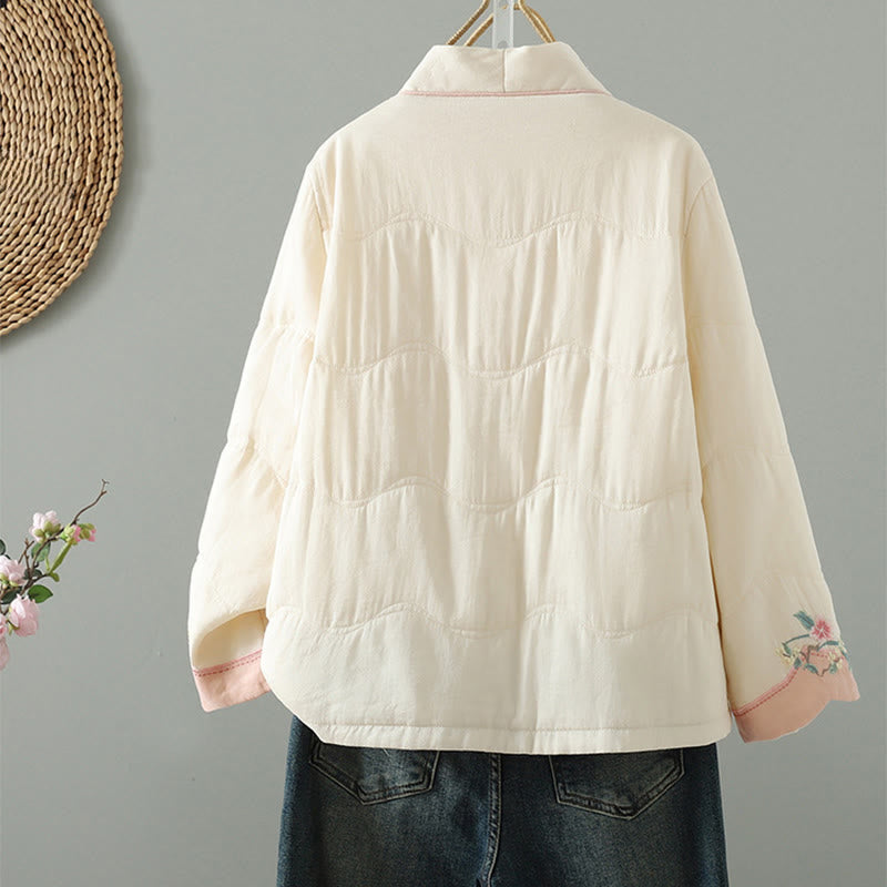 Buddha Stones刺繍入りレディース長袖コットンパッド入りジャケット（ポケット付き） - image 2