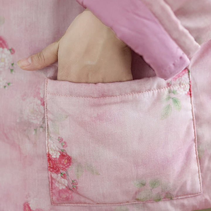 Buddha Stonesプリントフラワーレディース長袖コットンパッド入りジャケット（ポケット付き） - image 8