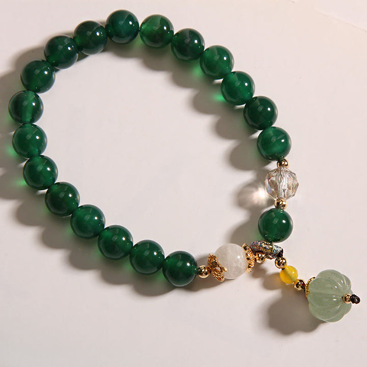 Buddha Stonesグリーンクリスタル パンプキンビーズ リラックス カームブレスレット - image 7