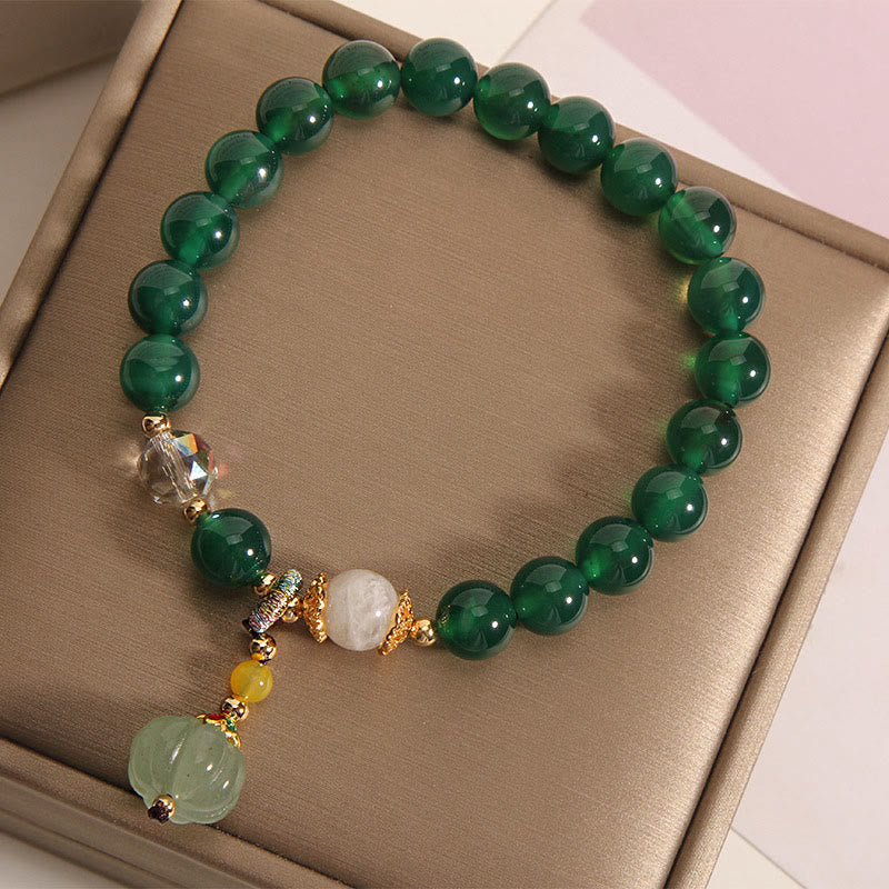 Buddha Stonesグリーンクリスタル パンプキンビーズ リラックス カームブレスレット - image 3