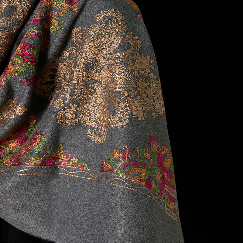 Buddha Stones冬 カラフル 蔓 花柄 タッセル 心地よい スカーフ ショール - image 4