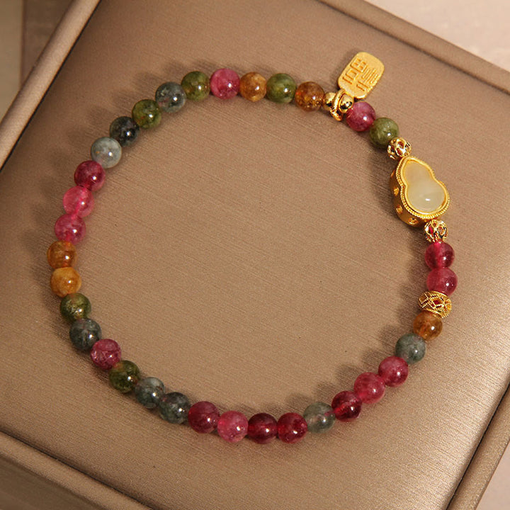 Buddha Stonesトルマリンカラフルストーン福文字幸運を呼ぶブレスレット - image 7