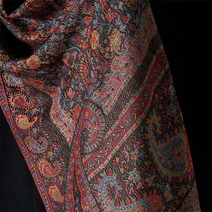 Buddha Stones春 ブラウン カシューナッツ 花 葉 柄 タッセル ソフト スカーフ ショール - image 4