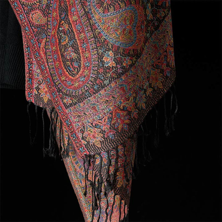 Buddha Stones春 ブラウン カシューナッツ 花 葉 柄 タッセル ソフト スカーフ ショール - image 5