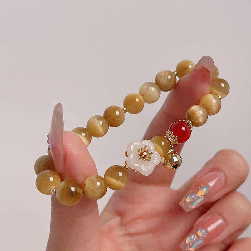 Buddha Stones天然ゴールデンタイガーアイベルフラワー勇気ブレスレット - image 1