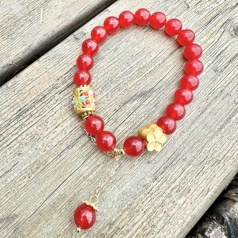 Buddha Stonesチベット産 ホワイトアゲート 水晶石 花 ポジティブブレスレット - image 4