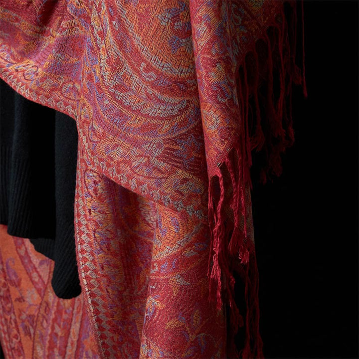 Buddha Stones、春、カシューナッツ、花、葉、蔓、幾何学模様、タッセル、ソフトスカーフ、ショール - image 10