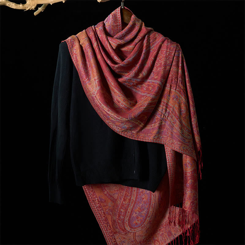 Buddha Stones、春、カシューナッツ、花、葉、蔓、幾何学模様、タッセル、ソフトスカーフ、ショール - image 6