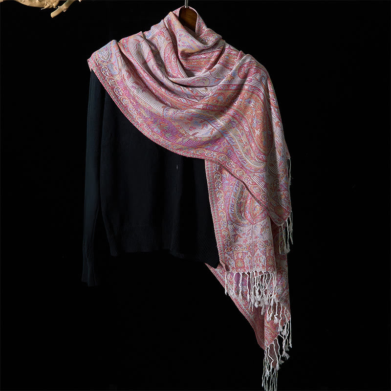 Buddha Stones、春、カシューナッツ、花、葉、蔓、幾何学模様、タッセル、ソフトスカーフ、ショール - image 17