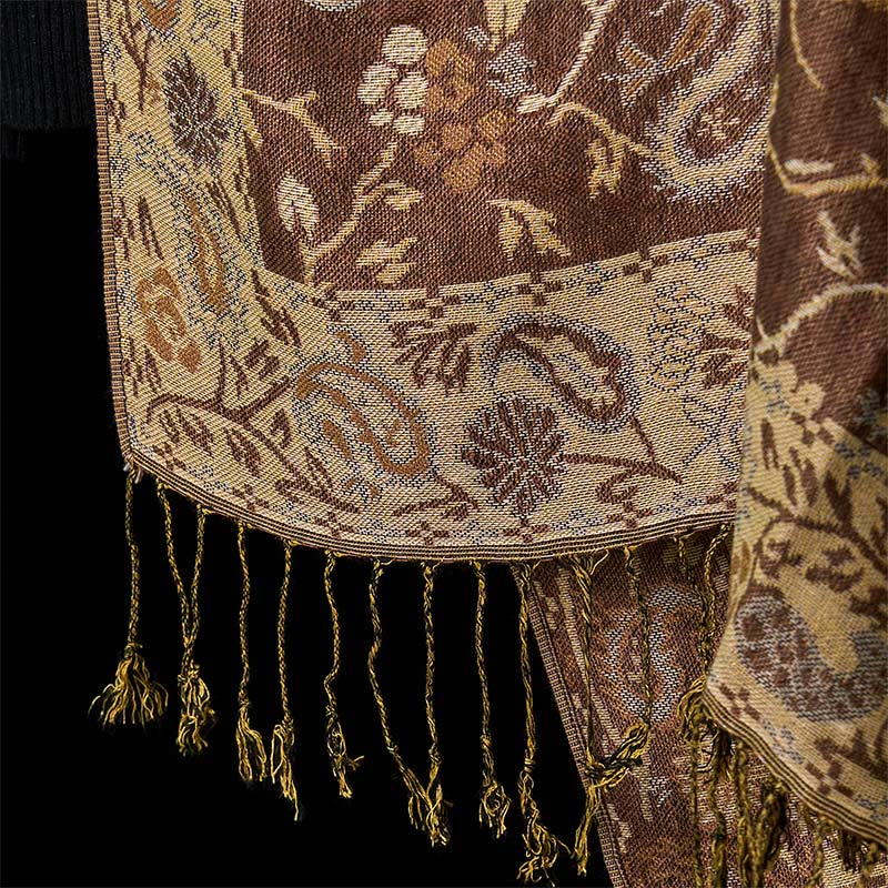 Buddha Stones春 カシューナッツフラワー 花柄 タッセル ソフトスカーフ ショール - image 5