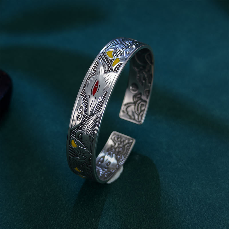 Buddha Stones銅製九尾狐守護オープン調節可能ブレスレットバングル - image 2