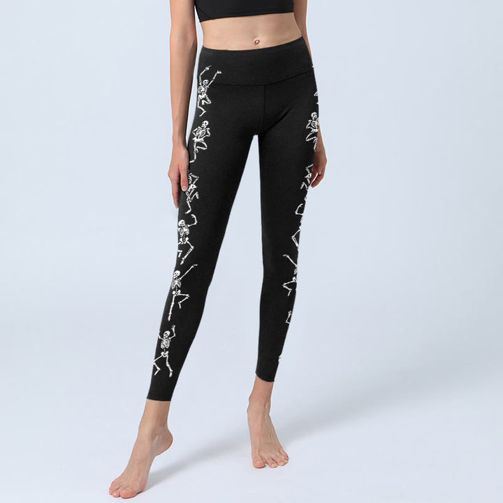 Buddha Stonesの王 森のスカル柄 ジムレギンス レディース ヨガパンツ - image 5