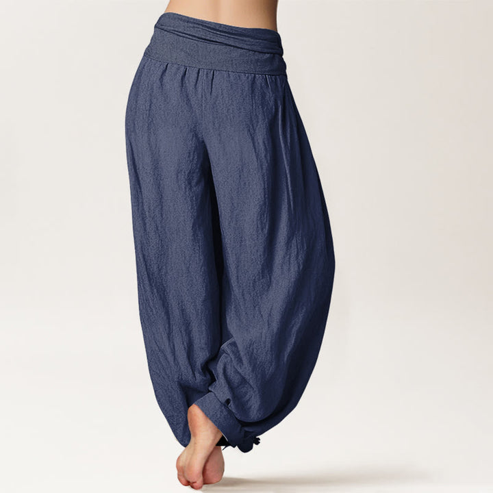 Buddha Stones、鶴、花柄、純綿、レディース、伸縮性ウエスト、ハーレムパンツ - image 6