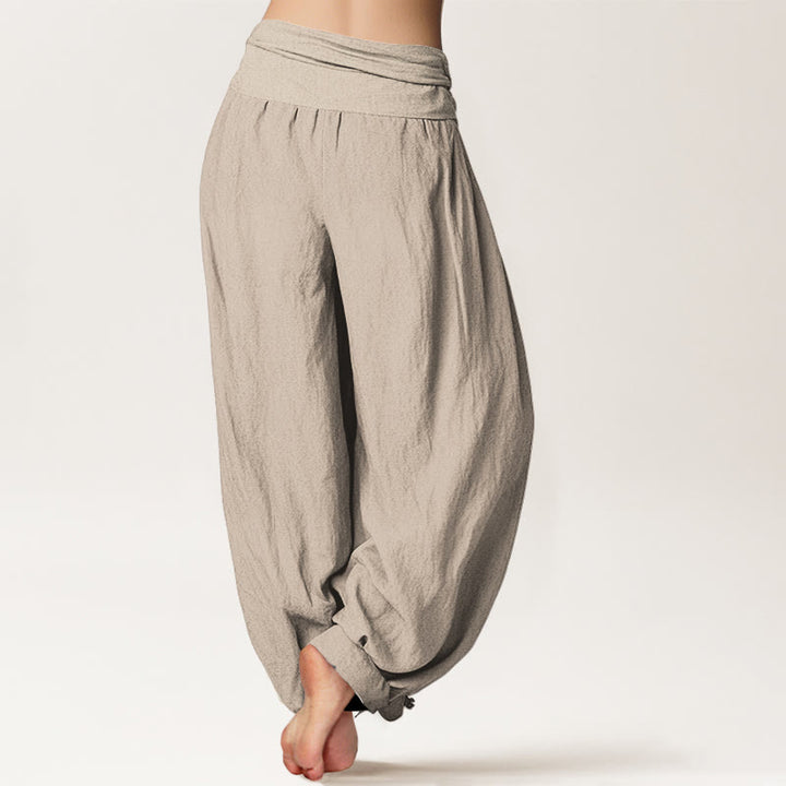 Buddha Stonesシンプルデザイン ピンク 蓮柄 純綿 レディース 伸縮性ウエスト ハーレムパンツ - image 12