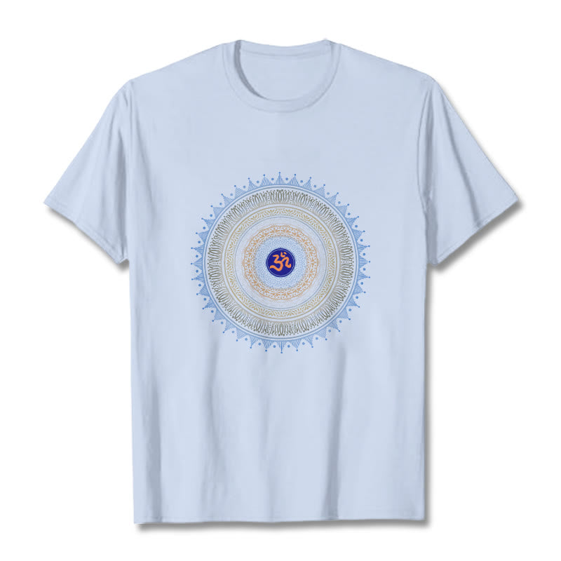 Buddha Stones曼荼羅花OM柄Tシャツ - ライトシアン - 2XL - image 18