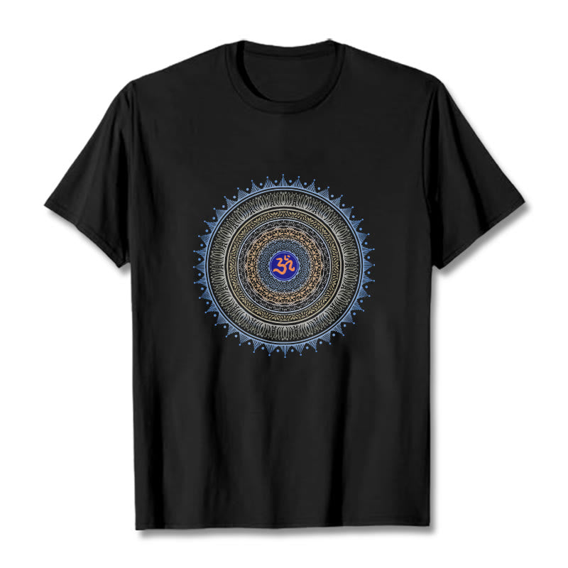 Buddha Stones曼荼羅花OM柄Tシャツ - 黒 - 2XL - image 0