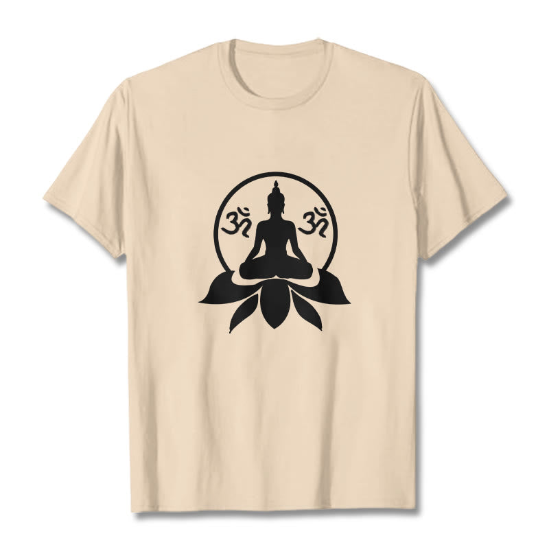 Buddha Stones、 OMシンボル、サンスクリット語のマントラ、蓮の花に座る仏陀のデザインTシャツ - image 12