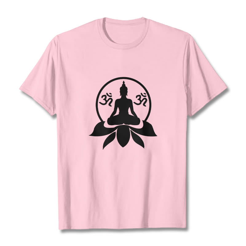 Buddha Stones、 OMシンボル、サンスクリット語のマントラ、蓮の花に座る仏陀のデザインTシャツ - ライトピンク - 2XL - image 15