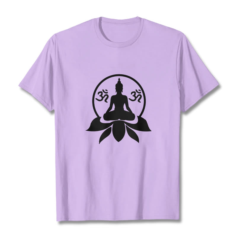 Buddha Stones、 OMシンボル、サンスクリット語のマントラ、蓮の花に座る仏陀のデザインTシャツ - 梅 - 2XL - image 13
