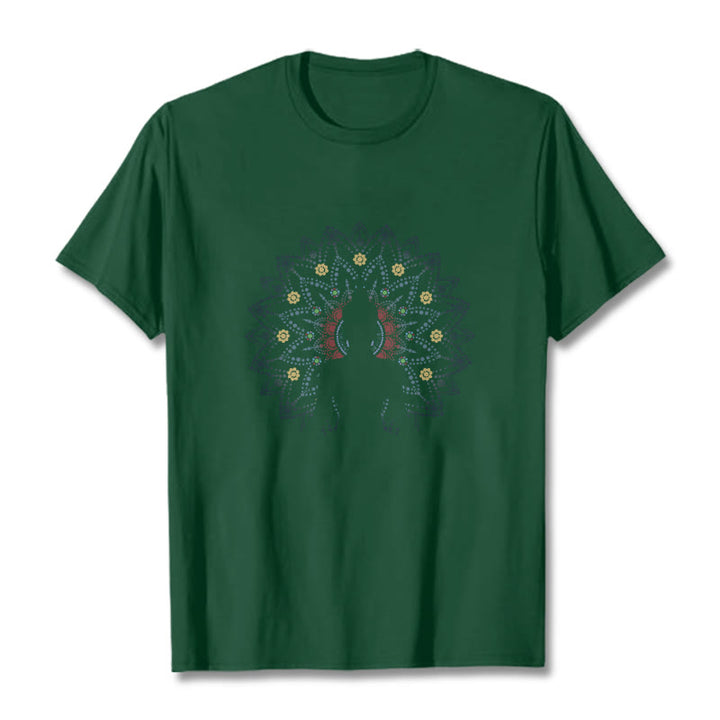 Buddha Stones曼荼羅花座仏陀柄Tシャツ - フォレストグリーン - 2XL - image 12