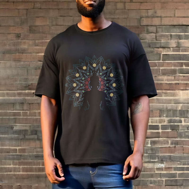 Buddha Stones曼荼羅花座仏陀柄Tシャツ - image 8