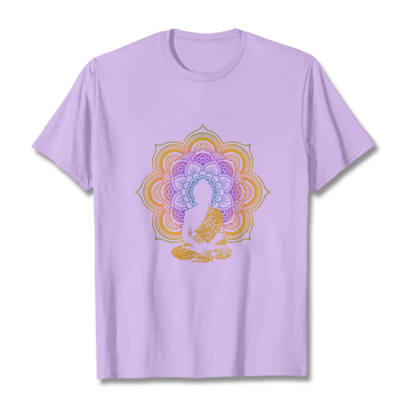 Buddha Stonesマルチカラー マンダラ フラワー 座仏 柄 Tシャツ - 梅 - 2XL - image 16