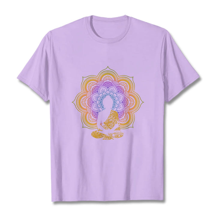 Buddha Stonesマルチカラー マンダラ フラワー 座仏 柄 Tシャツ - 梅 - 2XL - image 16