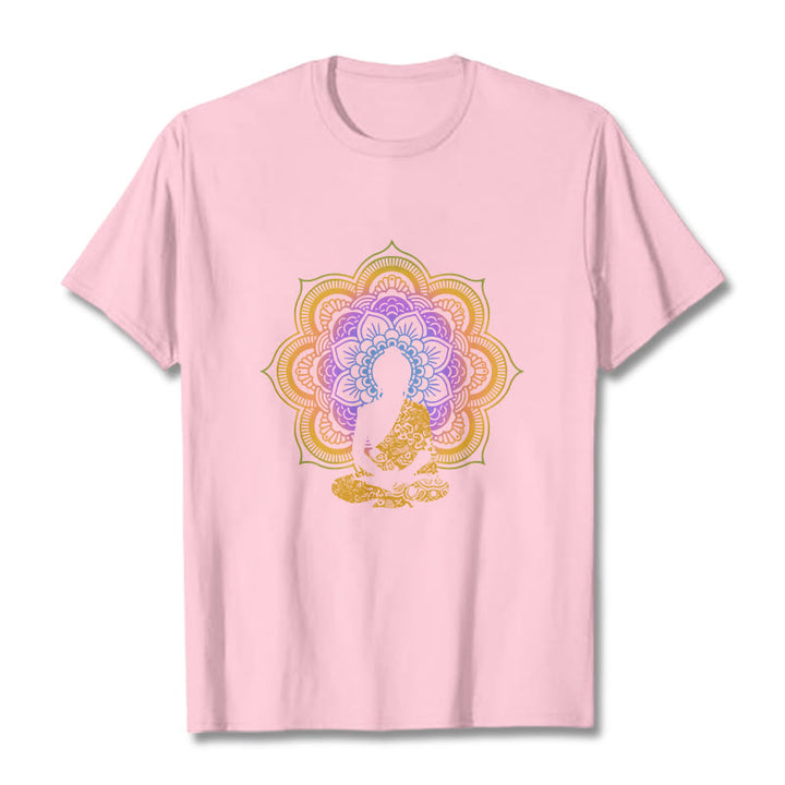 Buddha Stonesマルチカラー マンダラ フラワー 座仏 柄 Tシャツ - ライトピンク - 2XL - image 14