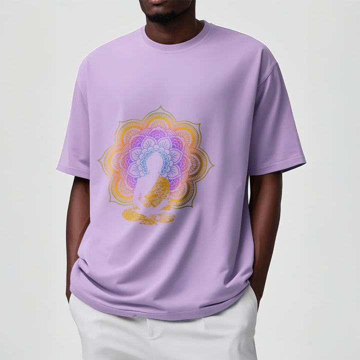 Buddha Stonesマルチカラー マンダラ フラワー 座仏 柄 Tシャツ - image 17