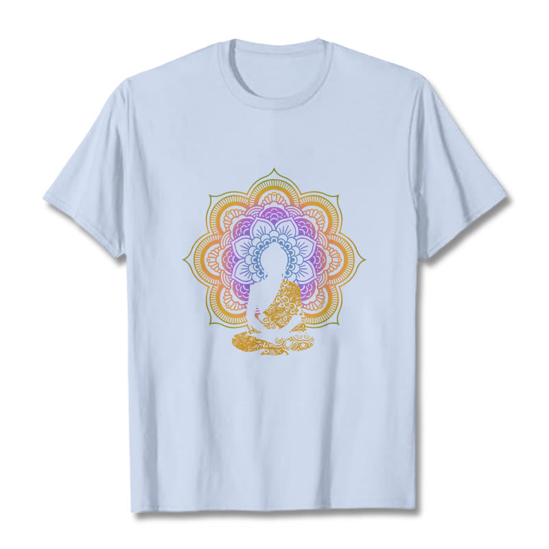 Buddha Stonesマルチカラー マンダラ フラワー 座仏 柄 Tシャツ - ライトシアン - 2XL - image 18