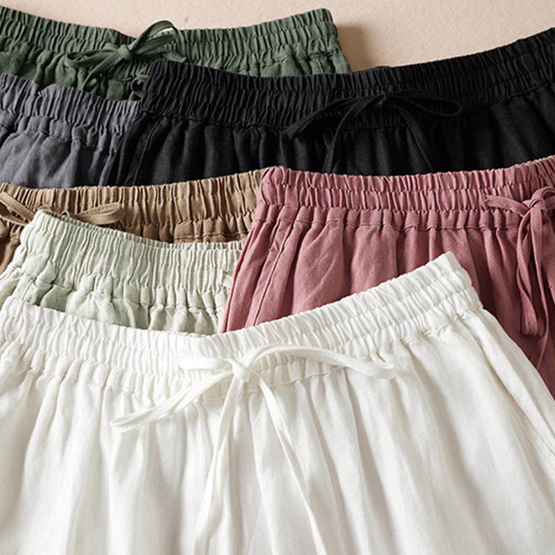 レディース ハーレムパンツ スモールフラワー刺繍 コットンリネン ポケット付き 夏用 Buddha Stones - image 2