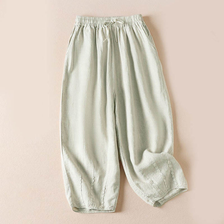 Buddha Stones夏用 小花刺繍 ポケット付きハーレムパンツ - リネン - US8-10，UK/AU12-14，EU40-42 (2XL) - image 23