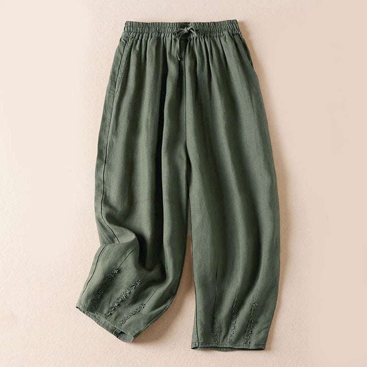 Buddha Stones夏用 小花刺繍 ポケット付きハーレムパンツ - ダークシーグリーン - US8-10，UK/AU12-14，EU40-42 (2XL) - image 28