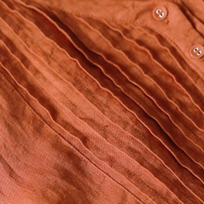 Buddha Stonesカジュアル 無地 アコーディオンプリーツ Vネック ハーフスリーブデザイン ミディドレス ポケット付き - image 14