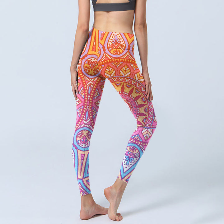 Buddha Stonesカラフル マンダラ柄 ジムレギンス レディース ヨガパンツ - image 3