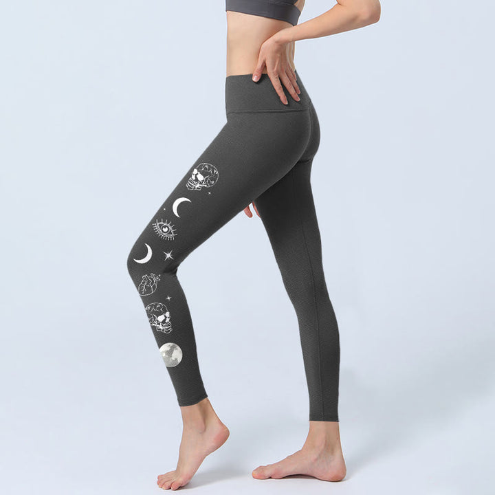 Buddha Stonesムーンモス スカルデザイン ジムレギンス レディース ヨガパンツ - image 2