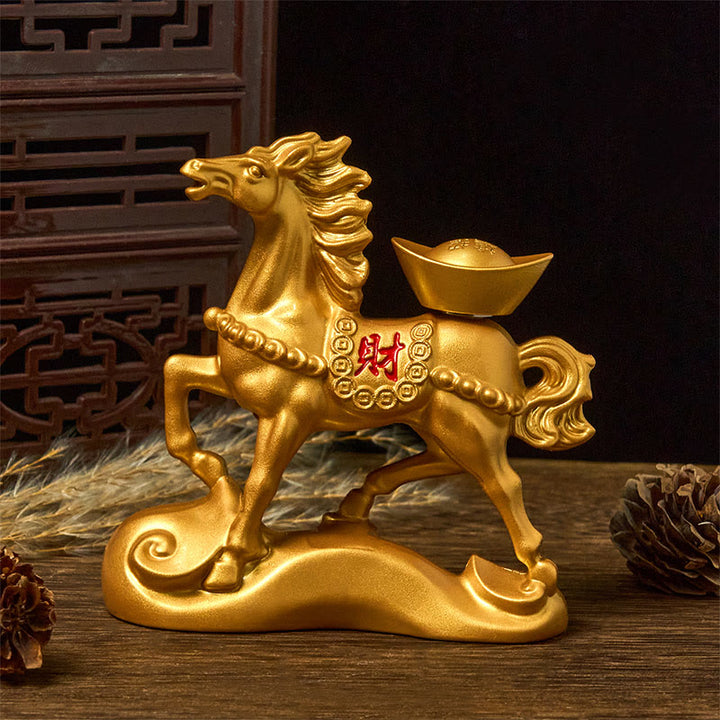 Buddha Stones中国十二支 馬 チャーム 銅貨幸運繁栄豊かさ家の装飾 - image 1