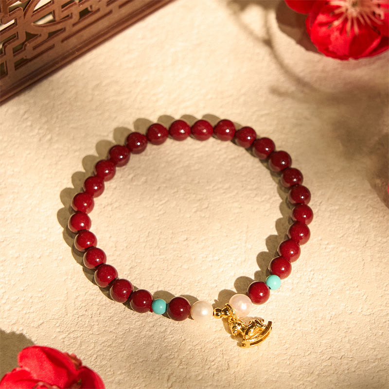 Buddha Stones年 天然辰砂パール良縁祈願ブレスレット - image 1