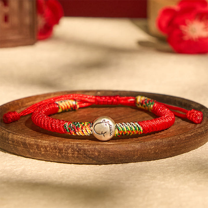 Buddha Stones 999スターリングシルバー 中国十二支 馬チャーム赤紐強さ 編み込みブレスレット - image 2