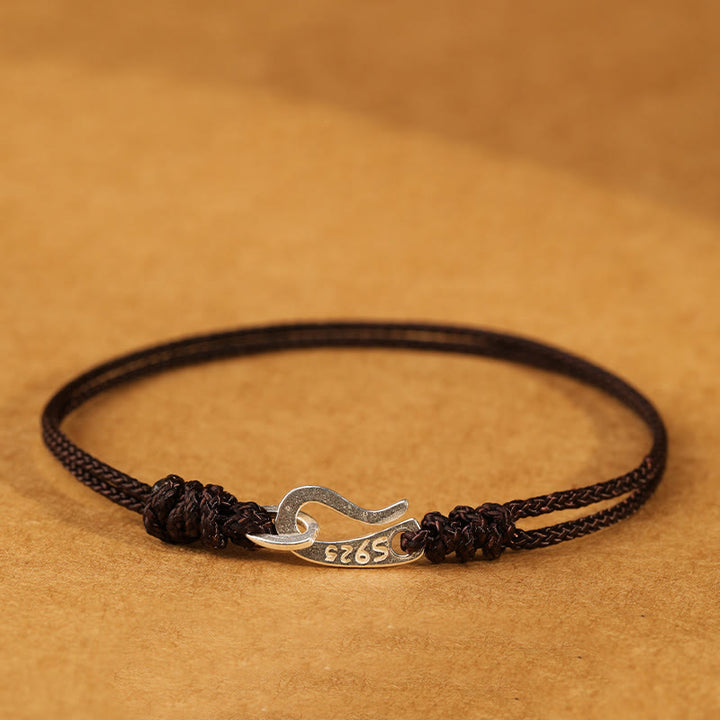 Buddha Stones925 スターリングシルバー フックデザイン赤紐強さ カラフルブレスレット - サドルブラウン - 20cm - image 18