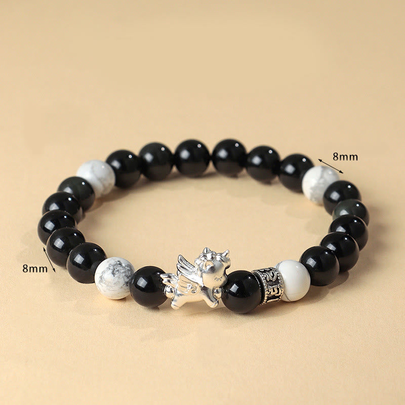 Buddha Stones999スターリングシルバー 馬年 天然黒曜石 菩提樹の強さブレスレット - image 4