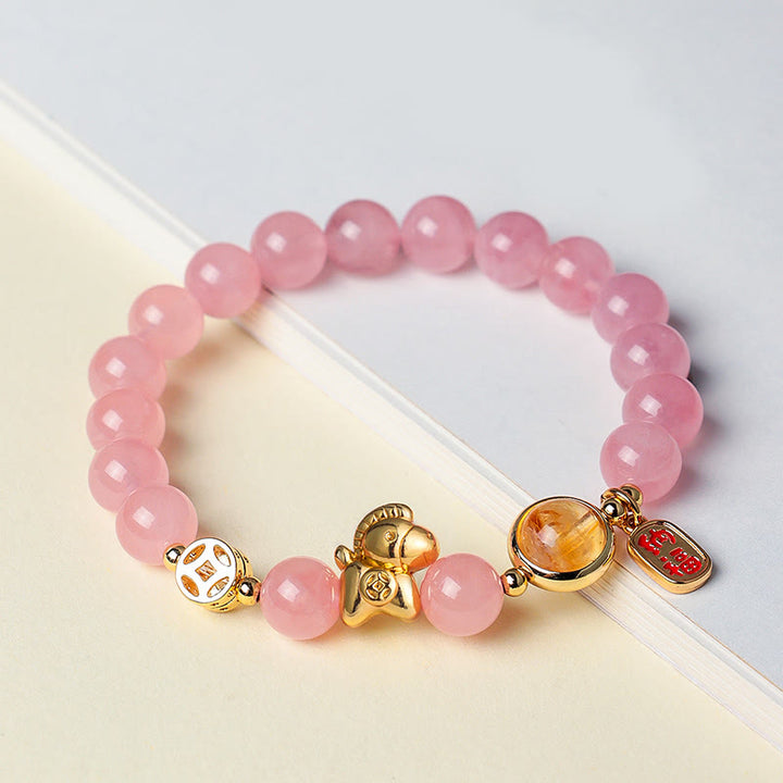 Buddha Stones馬年 天然石 8mm 黒曜石 レッドアゲート ピンククリスタル強さブレスレット - image 13