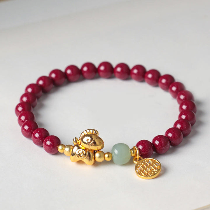 Buddha Stones午年 天然辰砂 和田翡翠 集中ブレスレット - image 10