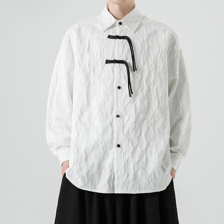 Buddha Stonesカエルボタン 葉柄 長袖 メンズ 唐装 ジャケット - 白 - US/UK/AU50、EU60 (5XL) - image 17